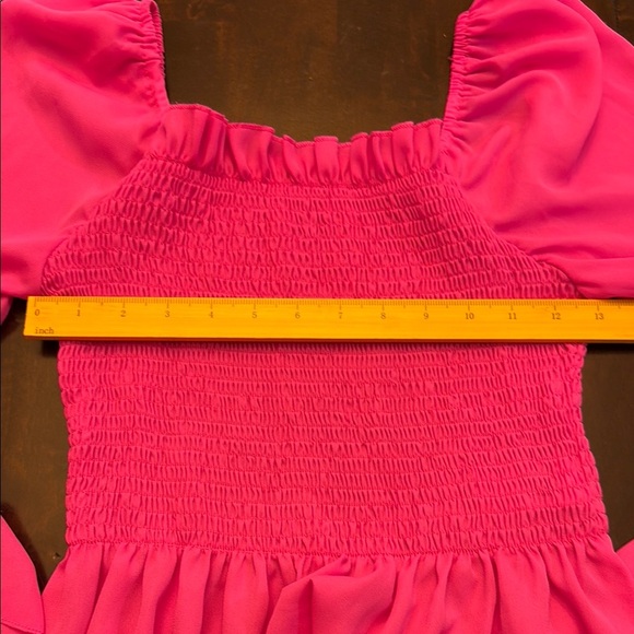 Pink Ruffled Puff Sleeve Smocked Top - Picture 8 of 15